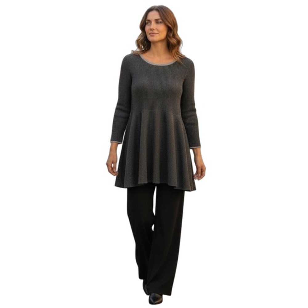 Anthropologie Knitted and Knotted Chic Gray Women's Tunic Sweater
